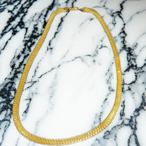Collar unisex con cadena de hueso de serpiente de 4 mm y 20" bañado en oro amarillo de 24 quilates GP172