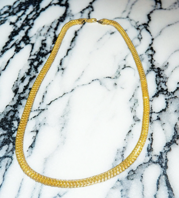 Collar unisex con cadena de hueso de serpiente de 4 mm y 20" bañado en oro amarillo de 24 quilates GP172