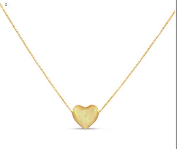 Yellow Gold Heart Puff Necklace