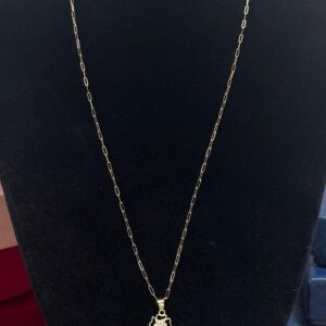 cadena eslabon tres en uno oro 18k flor 5 hojas