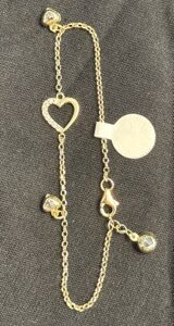 pulsera de corazon oro 14k