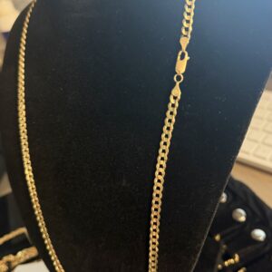 Cadena cuban en oro 14k genuino